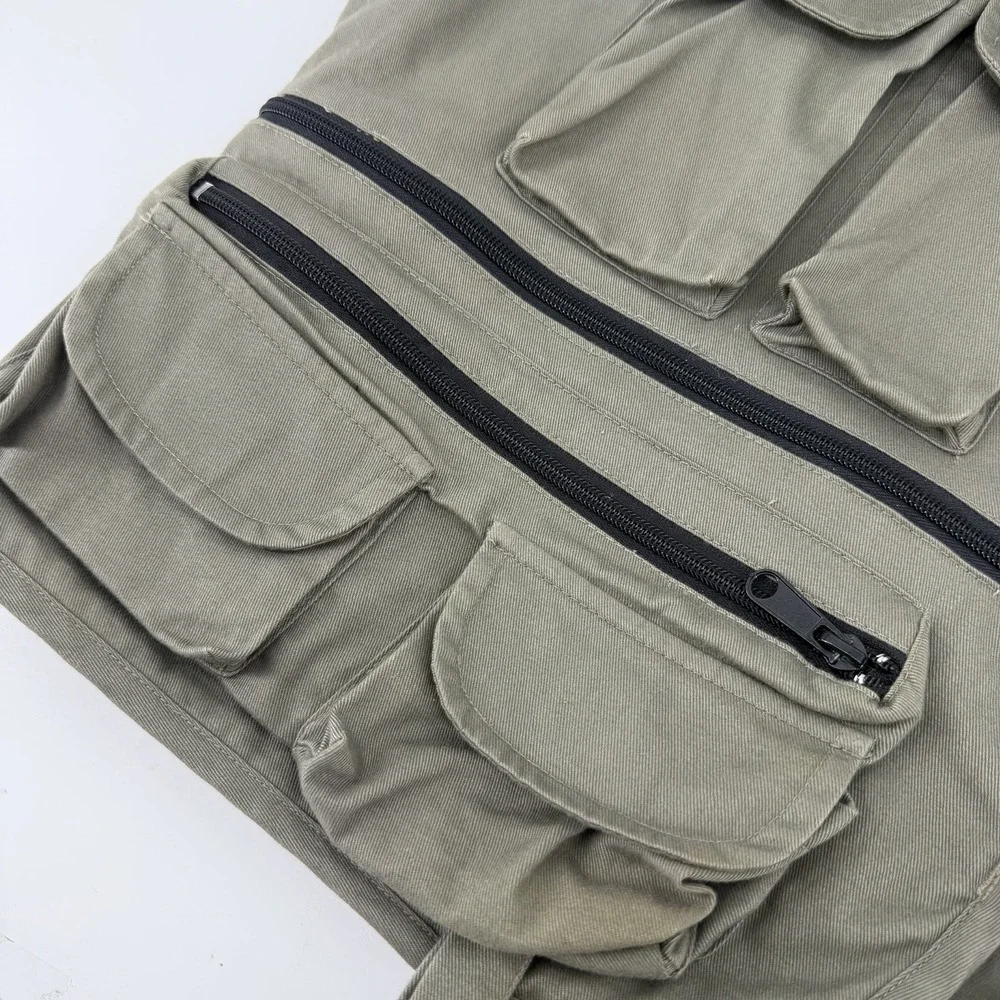 Vintage Fly Fishing Vest XL Olive Green Multi Pocket Utility Back D-Ring Cargo